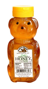 Virginia Brand Pure Honey 12oz bottle with amber color, perfect for tea.