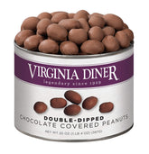 Virginia Diner double-dipped chocolatey peanuts in a gift tin, ideal for sharing.