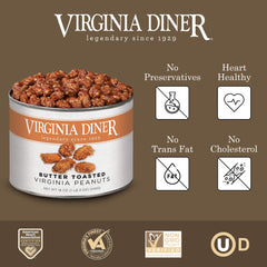 Virginia Diner gift tin with peanuts, elegant packaging for holidays