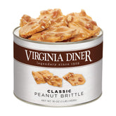 Virginia Diner Gourmet Peanut Brittle XL can with rich caramel crunch, ideal gift.