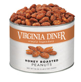 Virginia Diner Honey Roasted Peanuts in a tin, premium gift-ready snack.