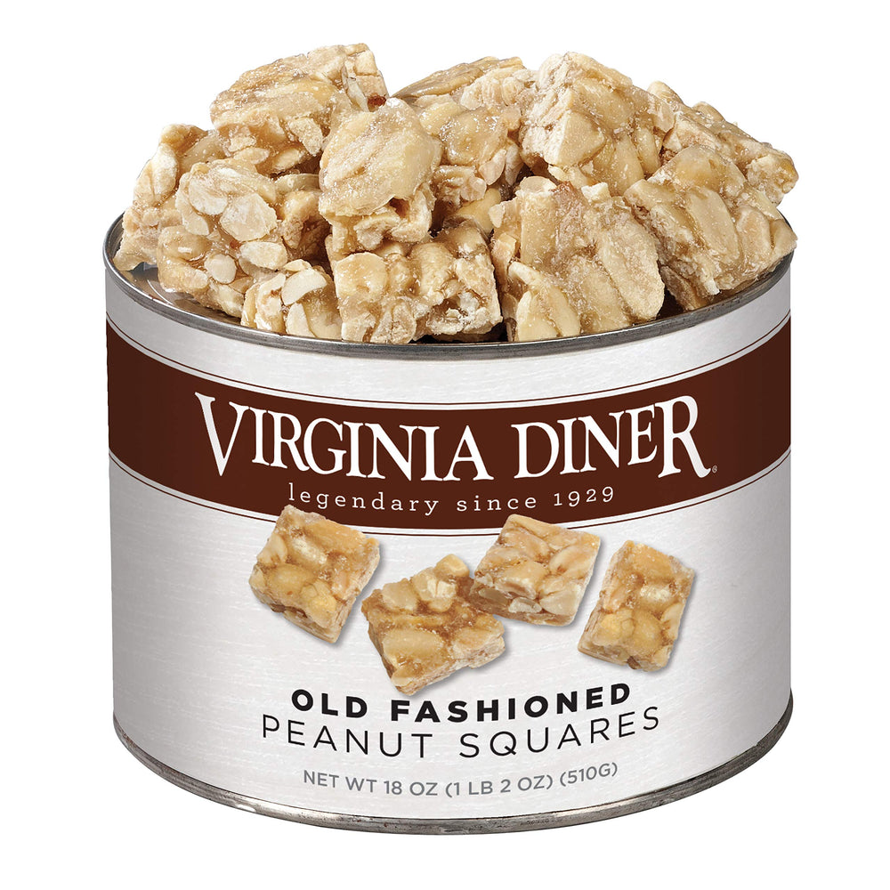 Virginia Diner old-fashioned peanut squares tin, nostalgic snack and gift possibility.