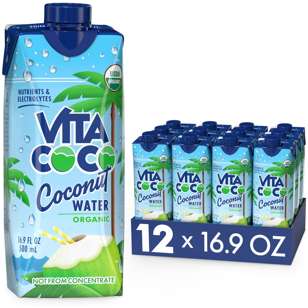 Vita Coco coconut water bottle on the go; convenient hydration with tropical taste.