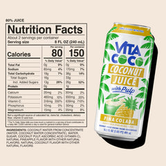 Vita Coco Pina Colada Juice being poured for easy, portable hydration.