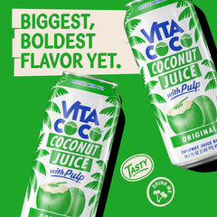 Vita Coco Coconut Juice Original with Pulp nutrition facts panel showing electrolytes.
