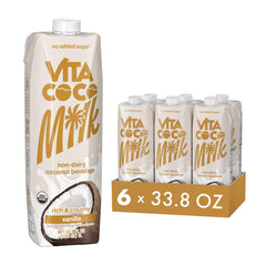Vita Coco Vanilla Coconut Milk bottle being poured for a dairy-free breakfast idea