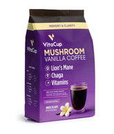 VitaCup Vanilla Mushroom Coffee Grounds with vanilla aroma for a smooth morning.