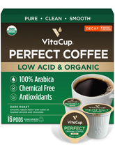 VitaCup Organic Perfect Dark Roast Decaf pod for a smooth, low-acid cup.