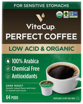 VitaCup Perfect Low Acid pods box front with packaging detail