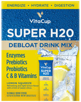 VitaCup Super H2O bloating relief packets for gentle day-long comfort