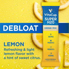 VitaCup Super H2O Lemon Squeeze packets support hydration and digestion