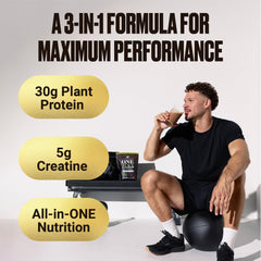 VitaHustle ONE MAX scoop beside powder for quick daily protein and creatine