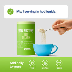 Vital Proteins Beef Gelatin Powder dissolving in hot liquid for smooth blends
