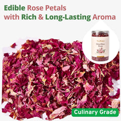 VitalForest edible rose petals baking used in desserts and pastries