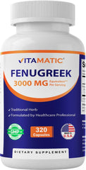 Vitamatic Fenugreek Capsules bottle showing potency for daily wellness