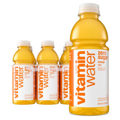Vitaminwater Rise Orange bottle being poured for zero-calorie refreshment