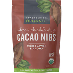 Viva Naturals cacao nibs unsweetened 8 oz pack for keto and vegan cooking
