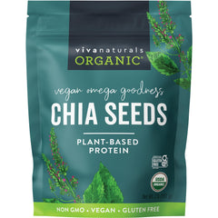Viva Naturals Organic Chia Seeds bottle for convenient daily use in smoothies.