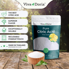 Viva Doria Citric Acid crystals appear as a clean, soluble powder ready to mix.