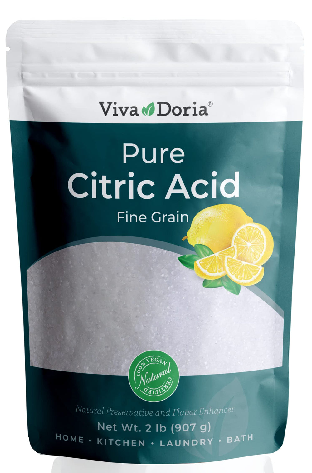Viva Doria Citric Acid package for gourmet flavoring and preservation tasks.