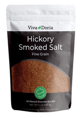 Viva Doria Hickory Smoked Sea Salt bottle close-up enhances grilling flavor