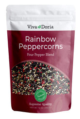 Viva Doria Rainbow Peppercorns Blend packaging, ideal for grinder refills and varied seasoning.