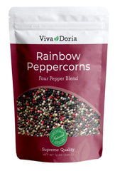 Viva Doria Rainbow Peppercorns Blend packaging, ideal for grinder refills and varied seasoning.