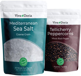 Viva Doria Tellicherry peppercorn bag for bold fresh grind.