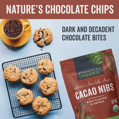 Viva Naturals cacao nibs roasted close-up highlighting rich chocolate aroma.