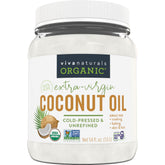 Viva Naturals coconut oil bottle front, versatile for cooking and skin care.
