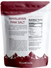 Close-up of Viva Doria Himalayan Pink Salt crystals showing natural pink color.