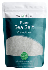 Viva Doria Pure Sea Salt coarse crystals glisten for finishing dishes.