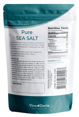 Viva Doria Pure Sea Salt packaging with a resealable pouch for kitchen use.