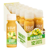 Vive Organic Immune Shot pour shows fresh ginger and turmeric for a bold morning ritual.