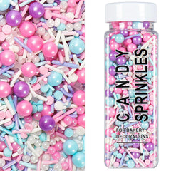VoKaSar pastel sprinkles on cakes in pink, purple, blue and white for a dreamy finish