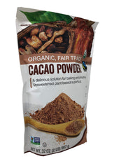 Volupta Organic cacao powder in jar, unsweetened flavor for hot beverages.