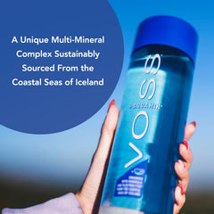 VOSS+ Aquamin bottle being poured to reveal refreshing hydration