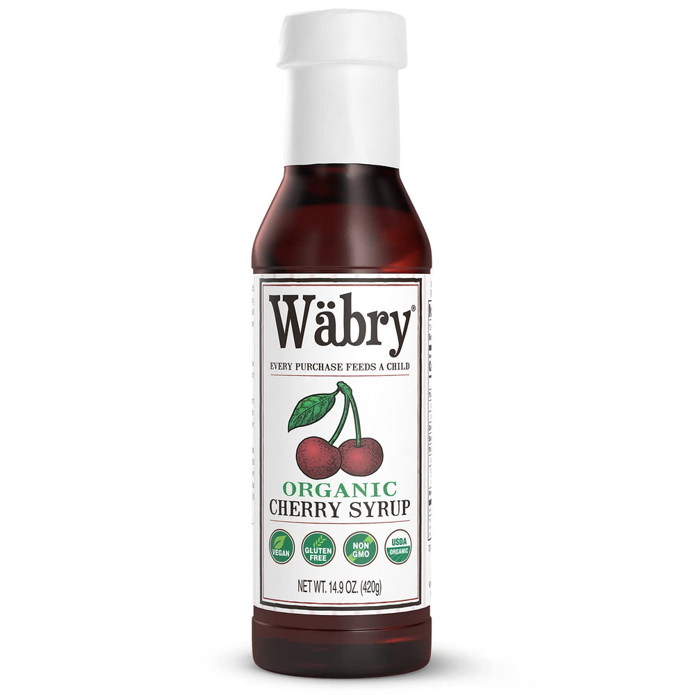 Wäbry Organic Cherry Syrup bottle shows rich color for any drink