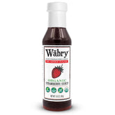Wabry organic strawberry syrup bottle, no added sugar, ideal for healthier desserts.