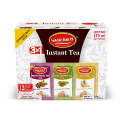 Wagh Bakri instant tea premix pack shot with twelve sachets in carton