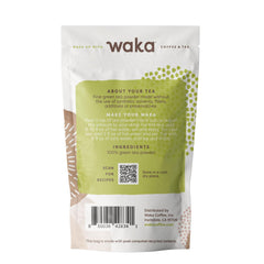 Waka Instant Green Tea Original hot and iced serving options illustrate versatility.