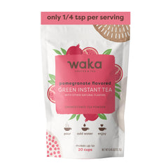 Waka Instant Green Tea Pomegranate pack, convenient sample size for quick hot or iced tea.