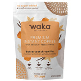 Waka Premium Instant Coffee Butterscotch Vanilla pouch ready for hot or iced cups.