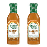 Walden Farms Caramel Syrup two-pack bottles ready for use in the kitchen.
