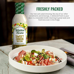 Walden Farms Sweet Onion Dressing on a salad adds creamy texture with near-zero calories.