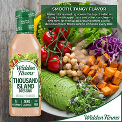 Walden Farms Thousand Island dressing on salad, sugar-free tang.