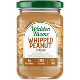 Walden Farms Whipped Peanut Spread bottle close-up, zero-calorie topping for light snacking