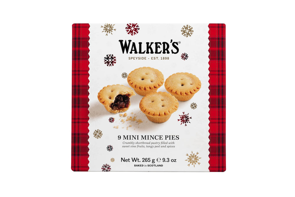 Walker’s Mini Mince Pies box-front, a festive gift-ready treat from Scotland.