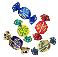 Walkers' Nonsuch milk chocolate toffees with smooth coating for gentle sweetness.