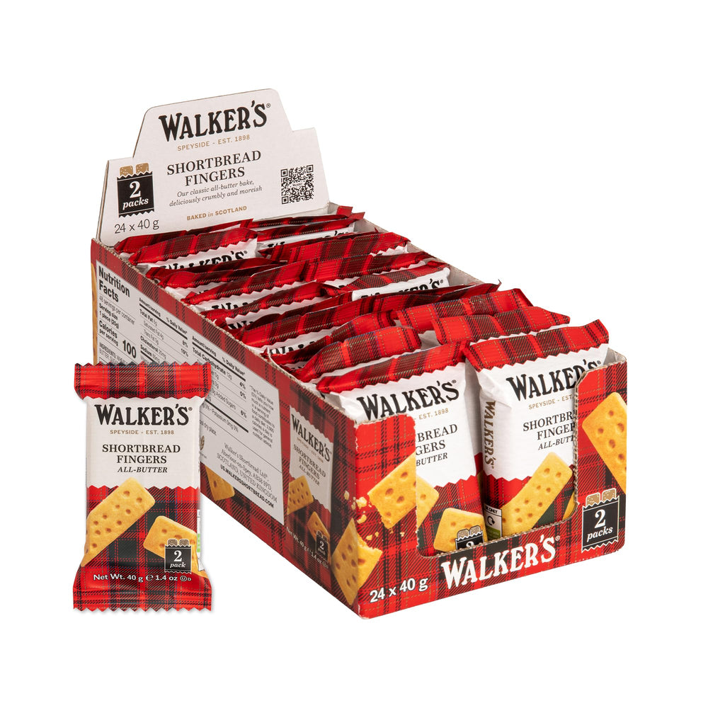Walkers Shortbread Fingers pack of 24, ideal for tea-time snacking